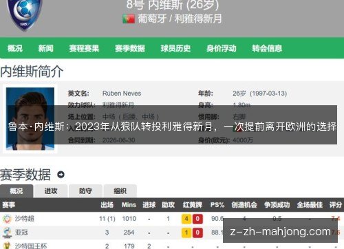 鲁本·内维斯:2023年从狼队转投利雅得新月,一次提前离开欧洲的选择 鲁本·内维斯:2023年从狼队转投利雅得新月,一次提前离开欧洲的选择